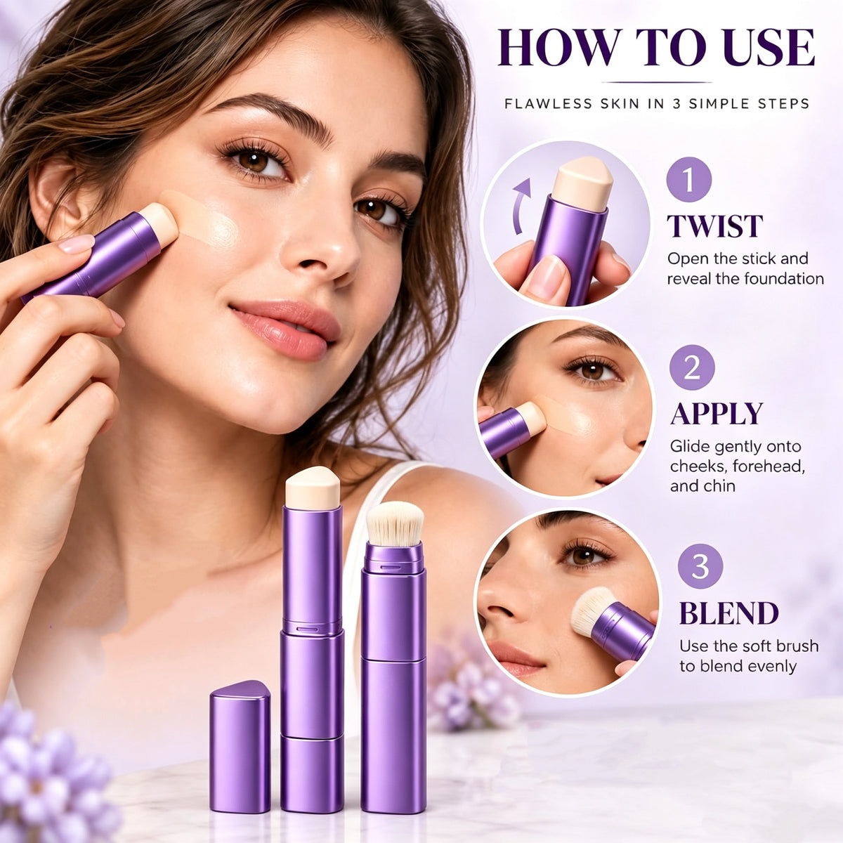 🎉 Limited Time: 50% Off 🔥✨2-in-1 Color-Changing Foundation Stick❤️Buy 2 Get 1 Free