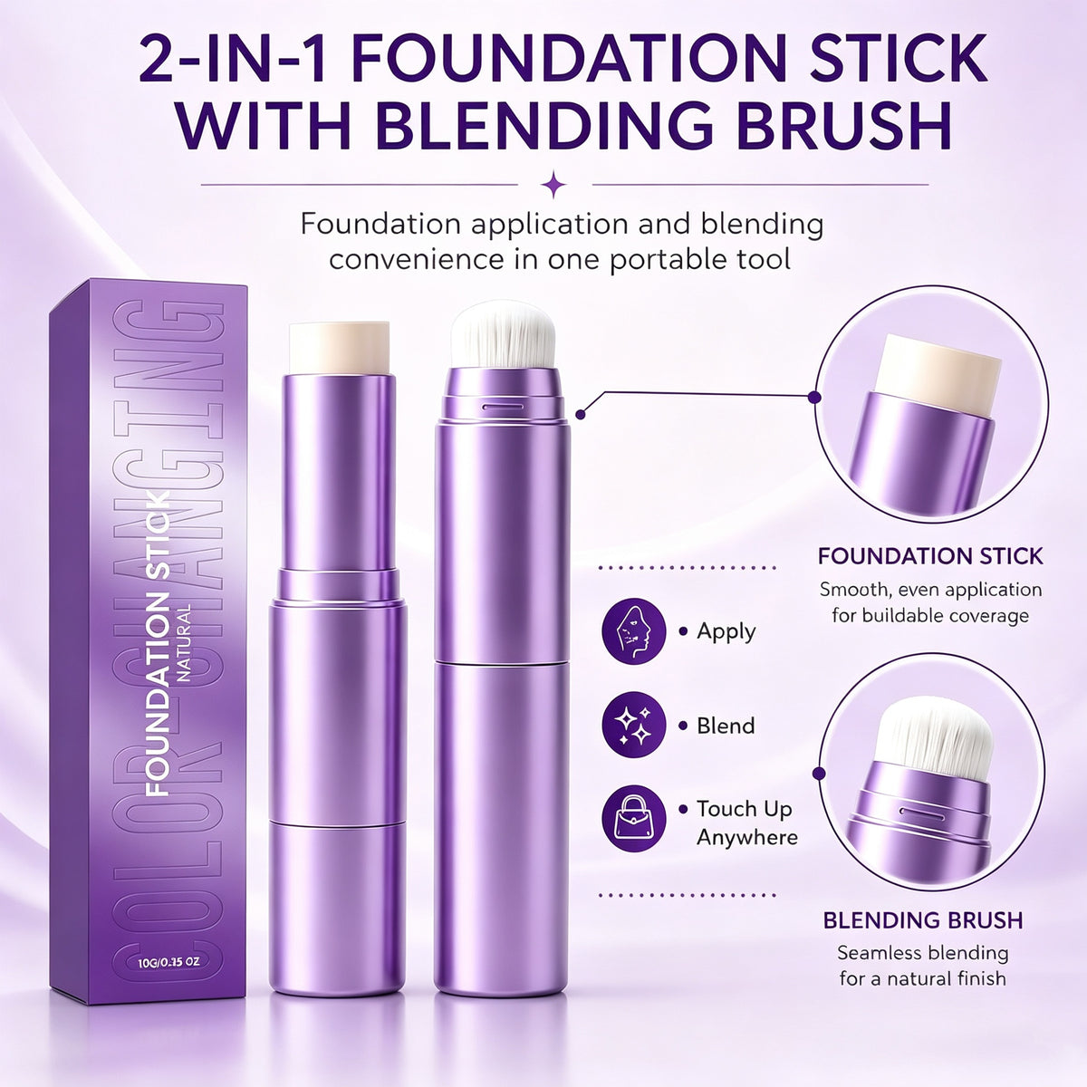 🎉 Limited Time: 50% Off 🔥✨2-in-1 Color-Changing Foundation Stick❤️Buy 2 Get 1 Free
