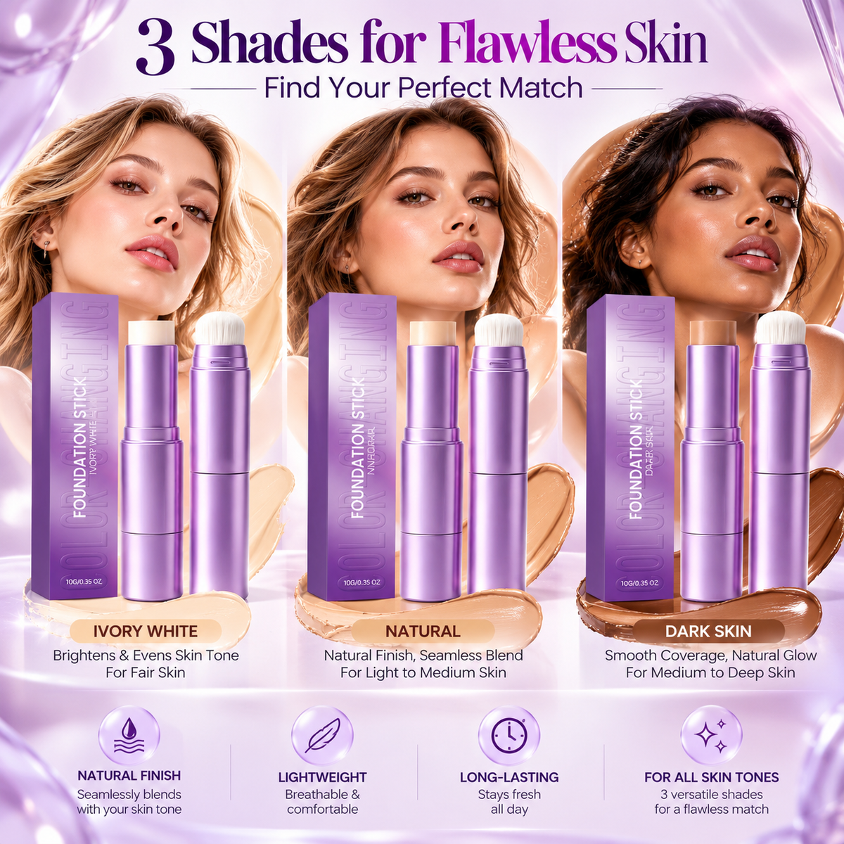 🎉 Limited Time: 50% Off 🔥✨2-in-1 Color-Changing Foundation Stick❤️Buy 2 Get 1 Free