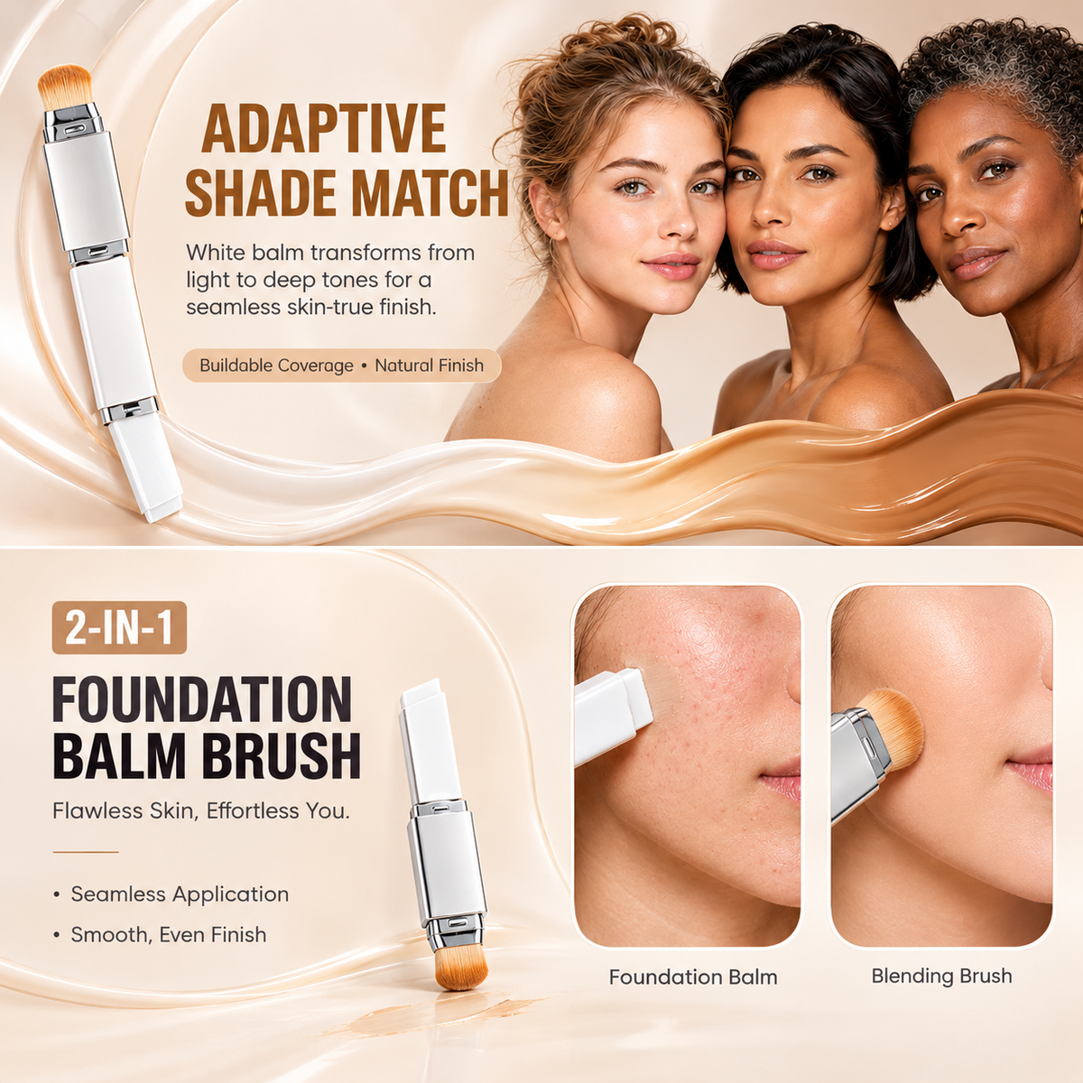 2-in-1 Color Changing Foundation Stick with Brush