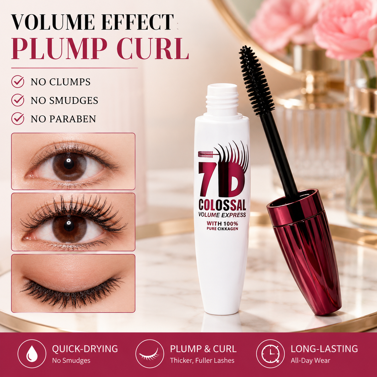 7D Waterproof Mascara – Buildable, Defined-Looking Lash Finish