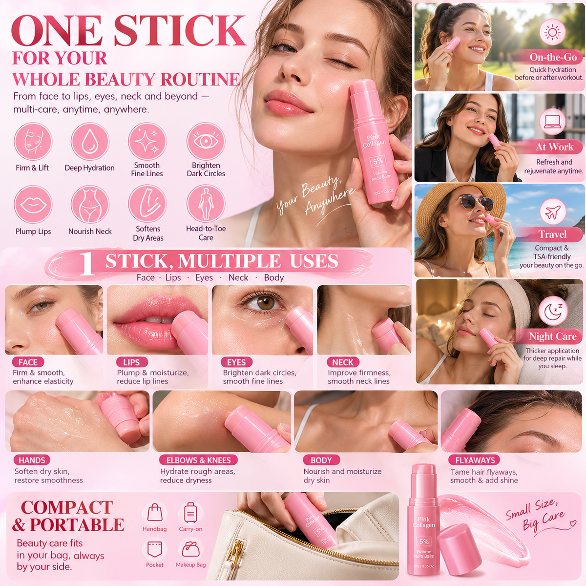 🔥Last Day-Buy 2 Get 2 Free!🎁Pink Collagen Volume Multi Balm Stick